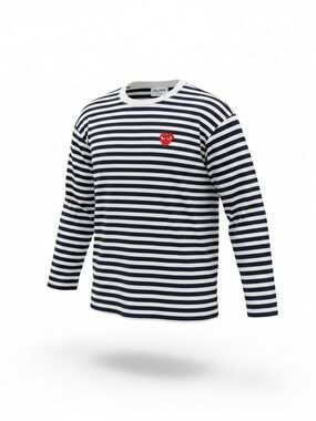 LOLLIPOP Navy & White Stripe Heart Tee